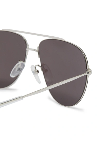 Shop Balenciaga "invisible" Logo Print Metal Aviator Sunglasses