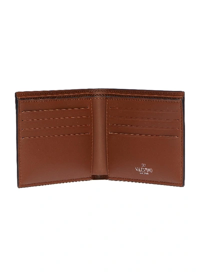 Shop Valentino Garavani Logo Print Leather Bifold Wallet In Brown