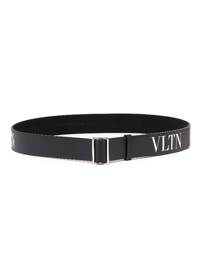 Shop Valentino Logo Print Leather Belt In Black