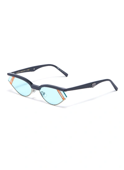 Shop Fendi X Gentle Monster 'gentle  01' Cutout Corner Acetate Cat Eye Sunglasses In Multi-colour