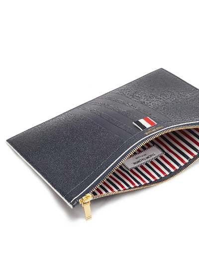 Shop Thom Browne Stripe Pebble Grain Leather Tablet Holder