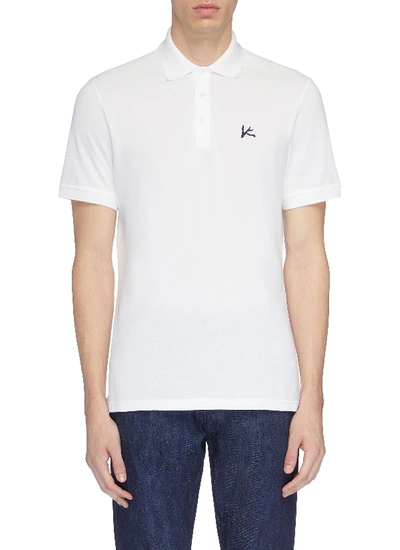 Shop Isaia Logo Embroidered Polo Shirt In White