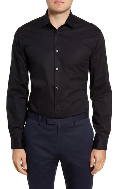 Shop John Varvatos Slim Fit Solid Dress Shirt In Black