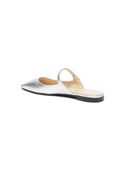 Shop Prada Metallic Saffiano Leather Slides