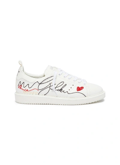 Shop Golden Goose 'starter' Beaded Logo Leather Sneakers