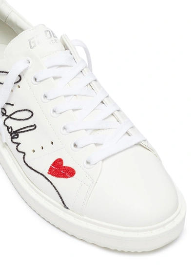 Shop Golden Goose 'starter' Beaded Logo Leather Sneakers