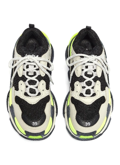 Shop Balenciaga 'triple S' Stack Midsole Mesh Sneakers In Grey / Fluorescent Yellow / Black