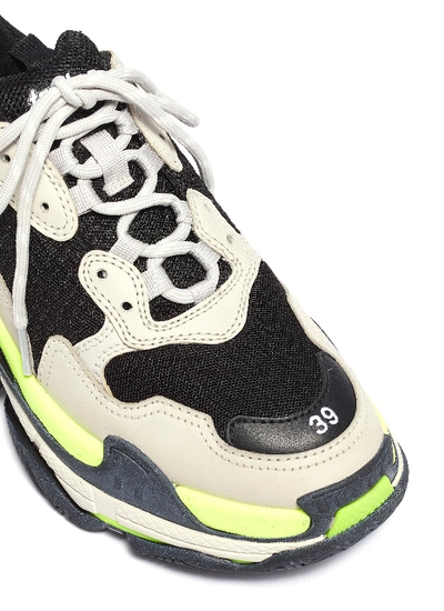 Shop Balenciaga 'triple S' Stack Midsole Mesh Sneakers In Grey / Fluorescent Yellow / Black