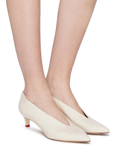 Shop Aeyde 'camilla' Choked-up Leather Pumps In Creamy