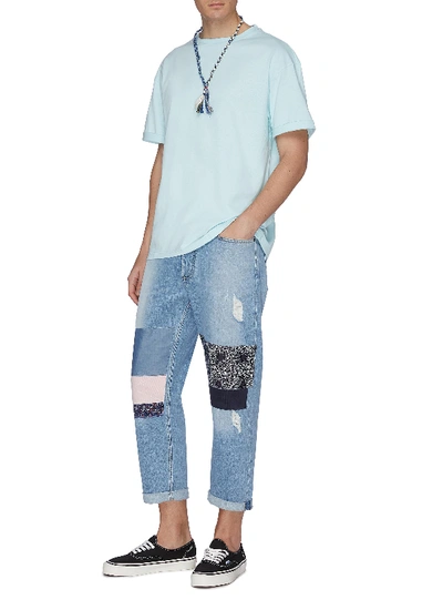 Shop Denham Patchwork Cropped Jeans