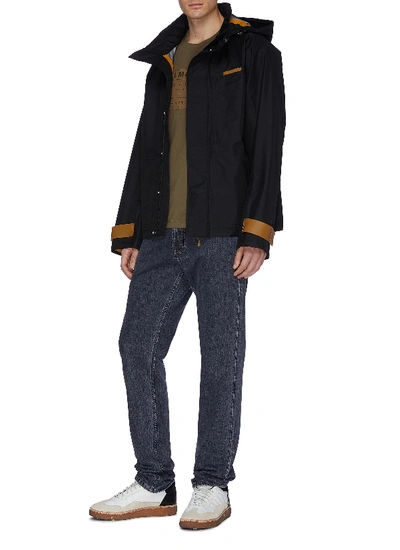 Shop Helmut Lang Contrast Stripe Hooded Jacket