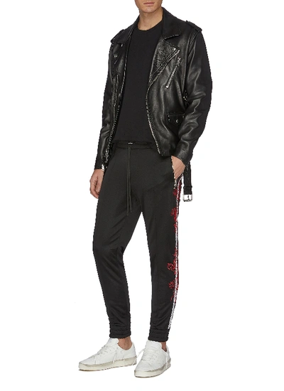 Shop Amiri Dragon Graphic Embroidered Stripe Outseam Jogging Pants