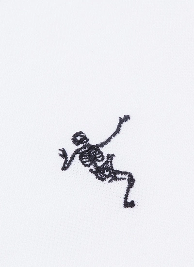 Shop Alexander Mcqueen Dancing Skeleton Embroidered Polo Shirt In White