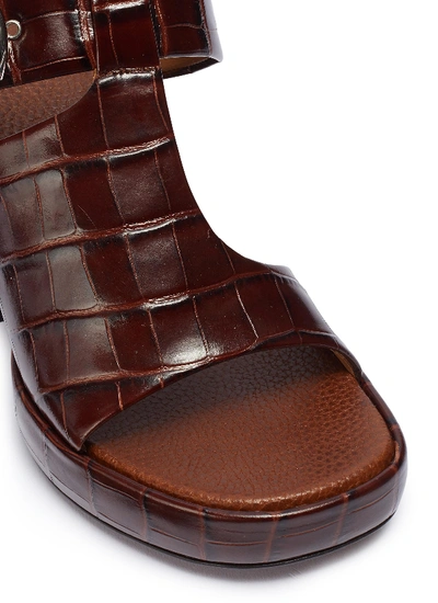Shop Chloé 'wave' Buckled Croc Embossed Leather Platform Sandals