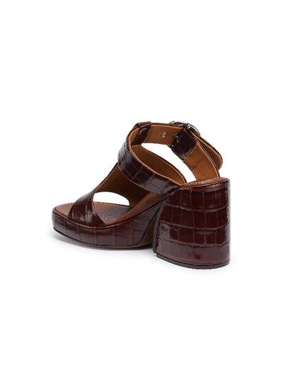 Shop Chloé 'wave' Buckled Croc Embossed Leather Platform Sandals