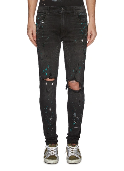Shop Amiri 'graffiti' Paint Splatter Print Ripped Jeans In Black
