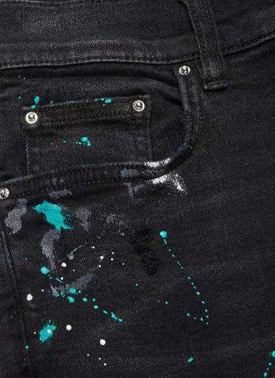 Shop Amiri 'graffiti' Paint Splatter Print Ripped Jeans In Black