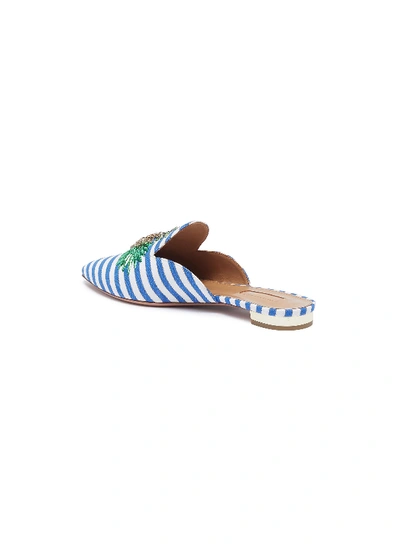 Shop Aquazzura 'pineapple' Embellished Stripe Slides