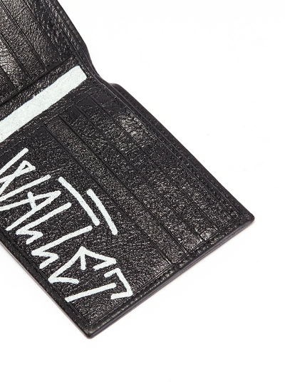 Shop Balenciaga 'bazar' Graffiti Print Leather Bifold Wallet