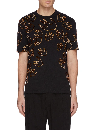 Shop Mcq By Alexander Mcqueen 'swallow Swarm' Embroidered T-shirt In Black / Embroidered
