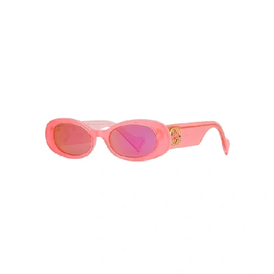 Shop Gucci Pink Oval-frame Sunglasses