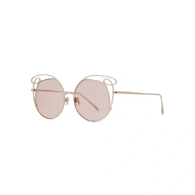 Shop Linda Farrow Luxe 852 C5 Zazel Cat-eye Sunglasses, Sunglasses, Pink In Rose