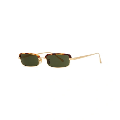 Shop Linda Farrow Luxe 968 C2 Rectangle-frame Sunglasses, Sunglasses, Green