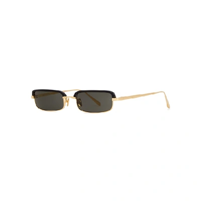 Shop Linda Farrow Luxe 968 C1 Rectangle-frame Sunglasses, Sunglasses, Black