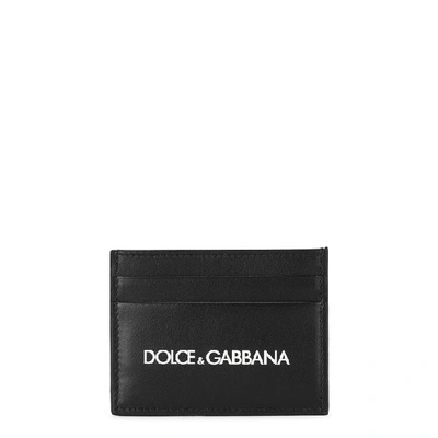 Shop Dolce & Gabbana Black Logo Leather Card Holder