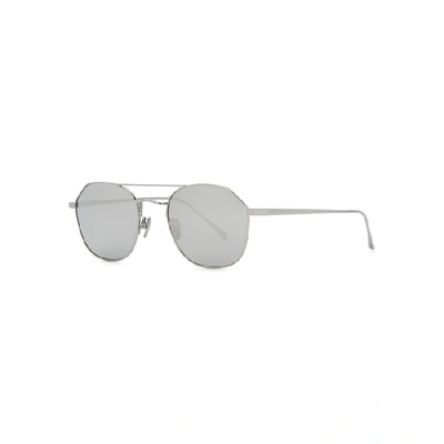 Shop Linda Farrow Luxe 977 C4 Oval-frame Sunglasses In White And Other