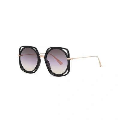 Shop Dior Direction Oversized Sunglasses In Black And Other