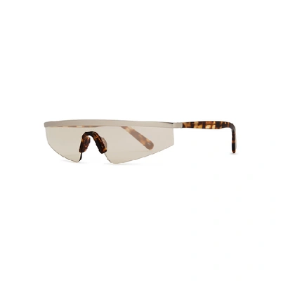 Shop Courrèges Punk Tortoiseshell Wrap-around Sunglasses In Silver And Other