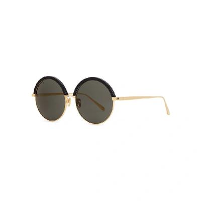 Shop Linda Farrow Luxe 966 C1 Round-frame Sunglasses In Black