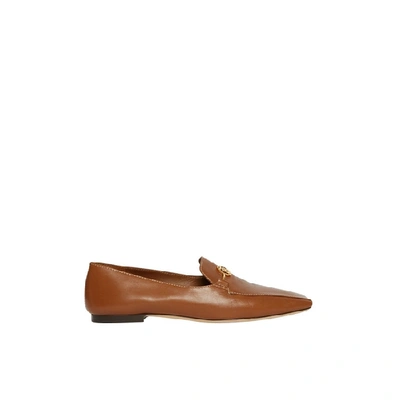 Shop Burberry Monogram Motif Leather Loafers In Tan