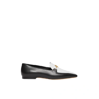 Shop Burberry Monogram Motif Two-tone Leather Loafers In Black/optic White