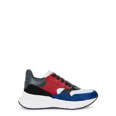 Shop Alexander Mcqueen Larry Suede And Leather Sneakers