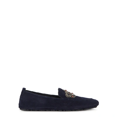 Shop Dolce & Gabbana King Navy Suede Driving Shoes