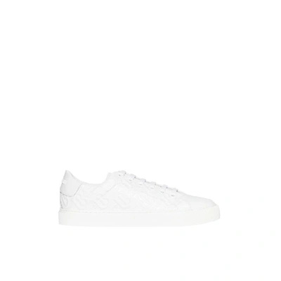 Shop Burberry Monogram Leather Sneakers In Optic White