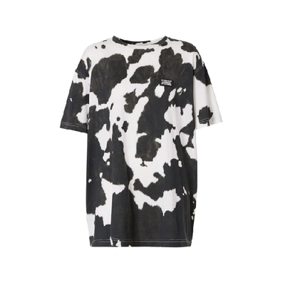 Shop Burberry Logo Detail Cow Print Cotton Oversized T-shirt In Black Ip Pat