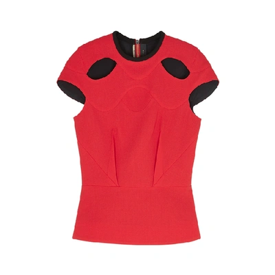 Shop Roland Mouret Hendra Red Panelled Wool Top