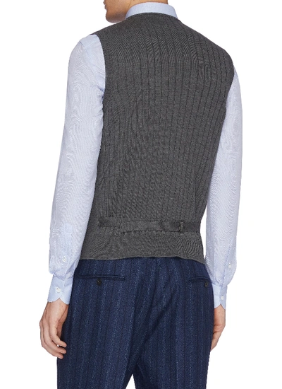 Shop Isaia Belted Ribbed Back Knit Gilet