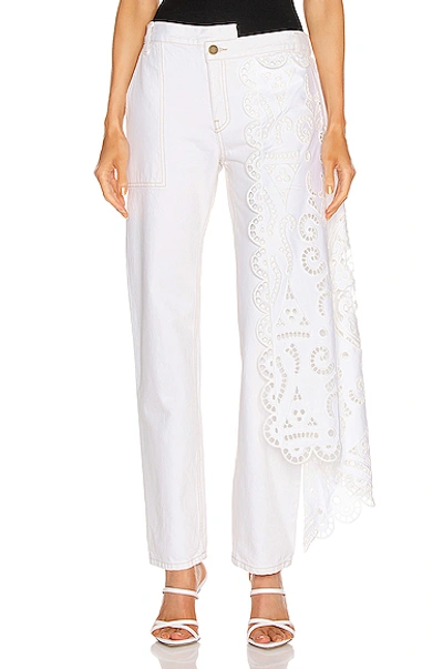 Shop Monse Louise Lace Drape Straight Leg In Natural