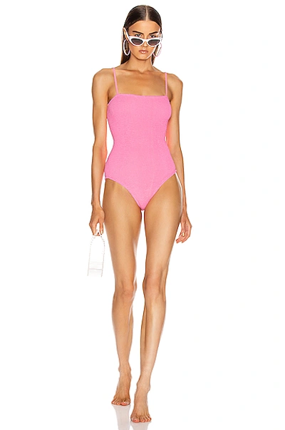 Shop Hunza G Maria One Piece Swimsuit In Bubblegum