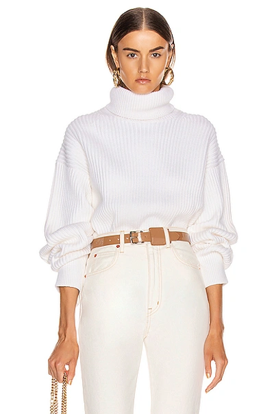 Shop Helmut Lang Turtleneck Sweater In White In Ecru