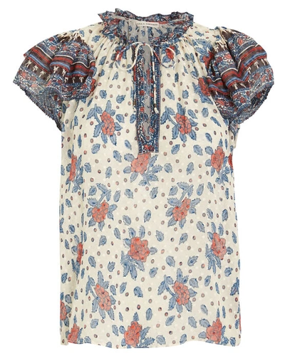 Shop Ulla Johnson Elise Silk Georgette Top In Multi