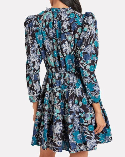 Shop Ulla Johnson Liv Lapis Floral Patchwork Dress In Blue-med