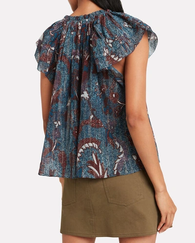 Shop Ulla Johnson Ida Birds Of Paradise Blouse In Blue-med