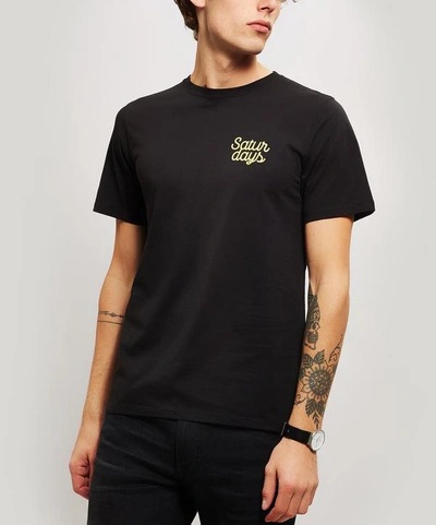 Shop Saturdays Surf Nyc Script Crest Short Sleeve T-shirt In Black