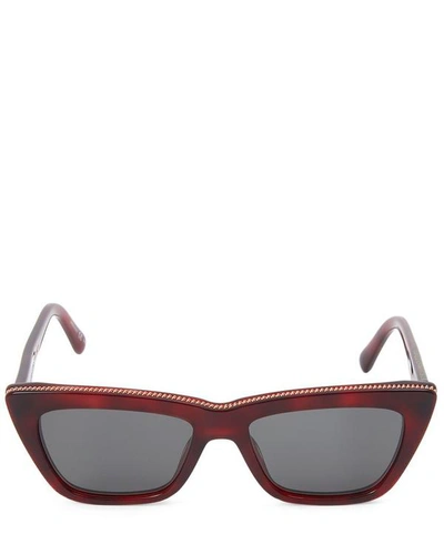 Shop Stella Mccartney Square Cat-eye Chain Sunglasses In Brown