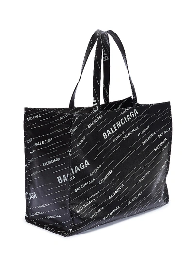 Shop Balenciaga 'market Shopper' Logo Print Leather Tote